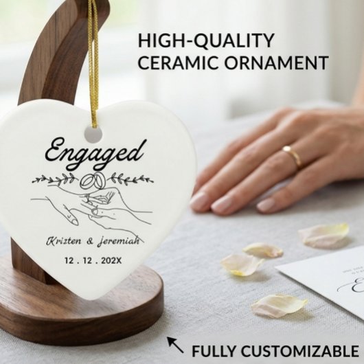 Persoonlijk engagement keramisch hart ornament
