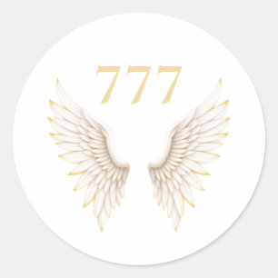 Persoonlijk engelennummer met elegante vleugels ronde sticker