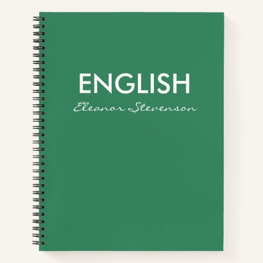 Persoonlijk Engelse klas groene schoolagenda Notitieboek (Voorkant)