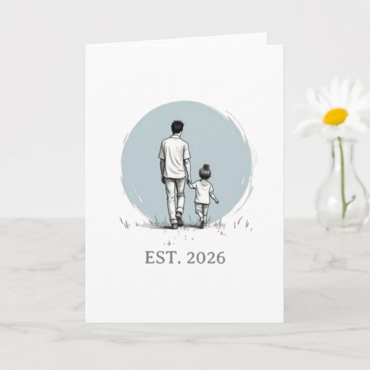 Persoonlijk EST Jaar Vader & Dochter Minimalistisc Kaart (Kleine Plant)