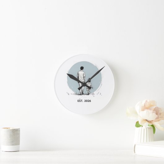 Persoonlijk EST Jaar Vader & Dochter Minimalistisc Ronde Klok (Huis)