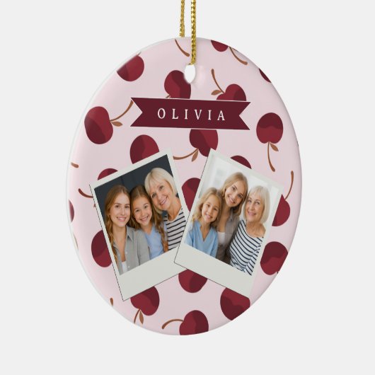 Persoonlijk esthetisch kersenpatroon naam cadeau keramisch ornament (Rechts)