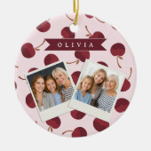 Persoonlijk esthetisch kersenpatroon naam cadeau keramisch ornament (Voorkant)