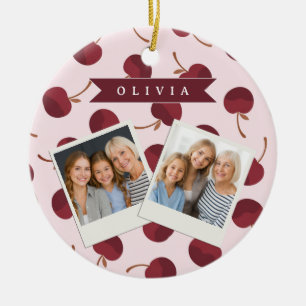 Persoonlijk esthetisch kersenpatroon naam cadeau keramisch ornament