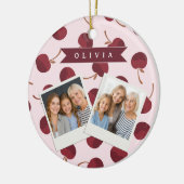 Persoonlijk esthetisch kersenpatroon naam cadeau keramisch ornament (Links)