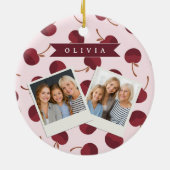 Persoonlijk esthetisch kersenpatroon naam cadeau keramisch ornament (Achterkant)