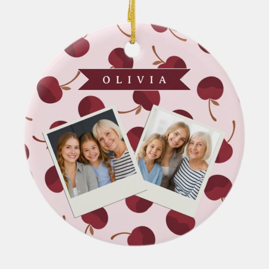 Persoonlijk esthetisch kersenpatroon naam cadeau keramisch ornament (Achterkant)