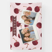 Persoonlijk esthetisch kersenpatroon naam cadeau spandoek (Verticaal)