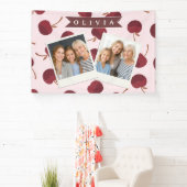 Persoonlijk esthetisch kersenpatroon naam cadeau spandoek (Insitu)