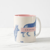 Persoonlijk esthetisch patroon voor Duitse herder Tweekleurige Koffiemok (Voorkant rechts)