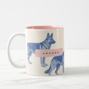 Persoonlijk esthetisch patroon voor Duitse herder Tweekleurige Koffiemok