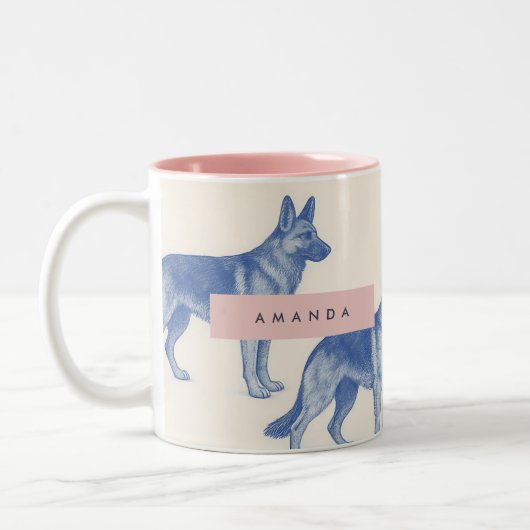 Persoonlijk esthetisch patroon voor Duitse herder Tweekleurige Koffiemok (Links)