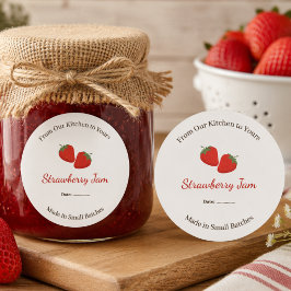 Persoonlijk etiket voor aardbeienjam in boerderijs