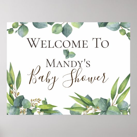 Persoonlijk Eucalyptus Baby Shower Bord Poster (Voorkant)