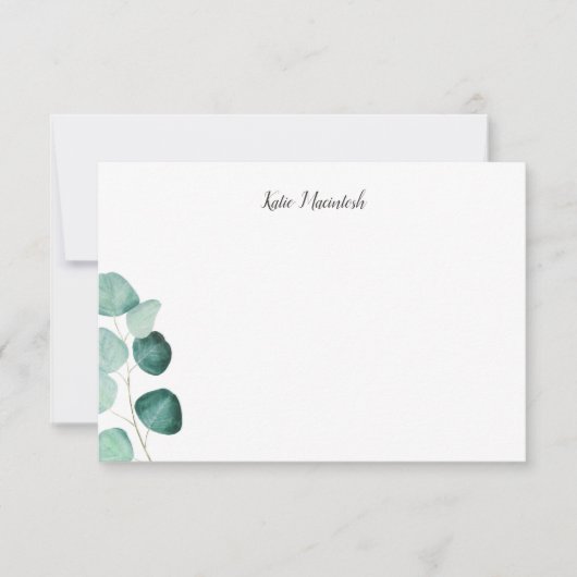 Persoonlijk Eucalyptus Schrijfwaren Bedankkaart (Voorkant)
