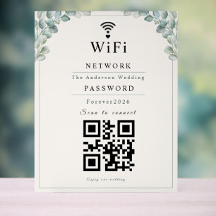 Persoonlijk Eucalyptus Trouw WiFi Bord met QR