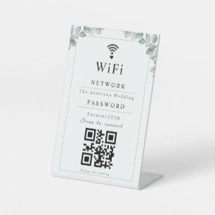 Persoonlijk Eucalyptus Trouw-WiFi-Bord met QR Reclamebord Met Voetstuk