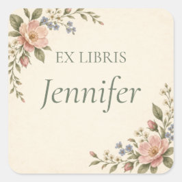 Persoonlijk Ex Libris Bloem Boeklabel Vierkante Sticker