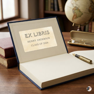 Persoonlijk Ex Libris-boeklabel Vintage Pergament Rechthoekige Sticker