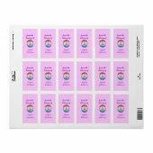 Persoonlijk ex-libris met vredesteken - roze verti etiket (Full Sheet)