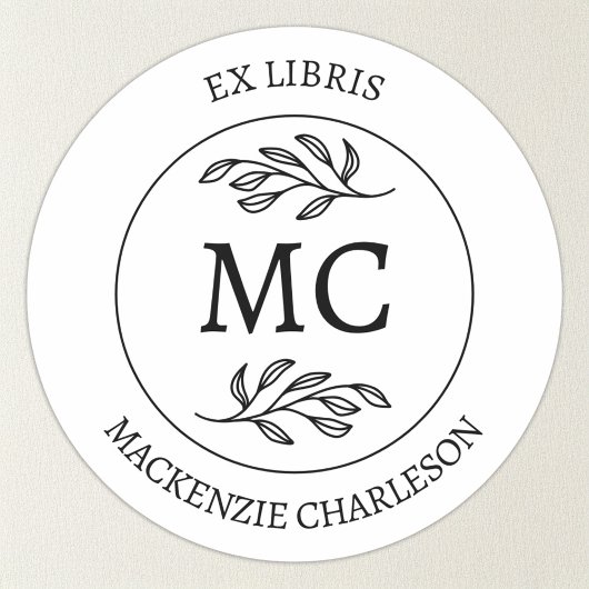 Persoonlijk Ex Libris Monogram Boekplaat Ronde Sticker