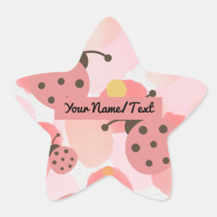Persoonlijk Ex-Libris Pastel Lieveheersbeestjes Ster Sticker