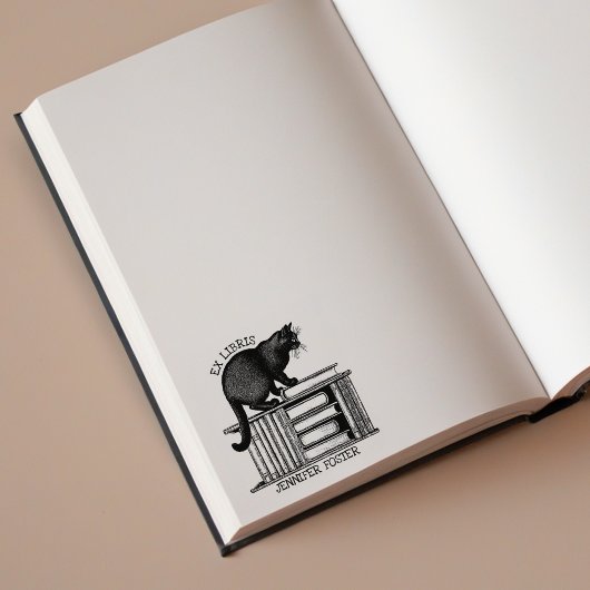 Persoonlijk Ex Libris, Vintage Kat Boek Rubberstempel