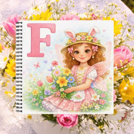 Persoonlijk F bloemengeschenk voor meisjes Notitieboek