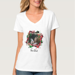 Persoonlijk Familie Huisdier Foto Kerst Frame T-Sh T-shirt
