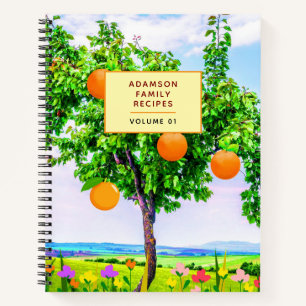 Persoonlijk familie-receptenboek.   Orange Tree Notitieboek