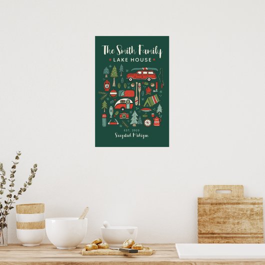 Persoonlijk familienaam meerhuis Kerstmis Poster (Keuken)