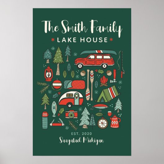 Persoonlijk familienaam meerhuis Kerstmis Poster (Voorkant)