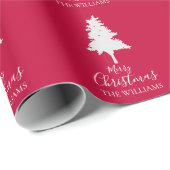 Persoonlijk Familienaam Rode Kleur Wit Kerstmis Cadeaupapier (Rol Hoek)