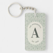 Persoonlijk familienaammonogram saliegroen deco sleutelhanger (Voorkant)