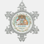 Persoonlijk familiestuk tin sneeuwvlok ornament (Voorkant)
