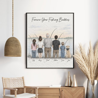 Persoonlijk familievisportret cadeau poster