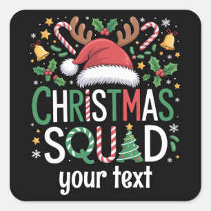 Persoonlijk Family Christmas Squad 2025 Matching  Vierkante Sticker