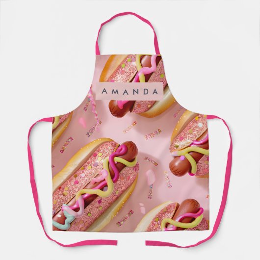 Persoonlijk Fantasie Glitter Hotdog Feestje Schort (Voorkant)