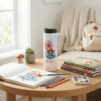 Persoonlijk Fantasievol Heks Watercolor Cadeau Thermosbeker