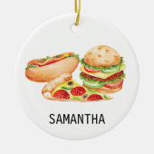 Persoonlijk Fast Food Hamburger Pizza Hotdog Keramisch Ornament (Voorkant)