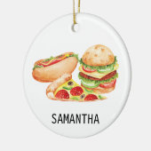 Persoonlijk Fast Food Hamburger Pizza Hotdog Keramisch Ornament (Links)