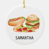 Persoonlijk Fast Food Hamburger Pizza Hotdog Keramisch Ornament (Achterkant)