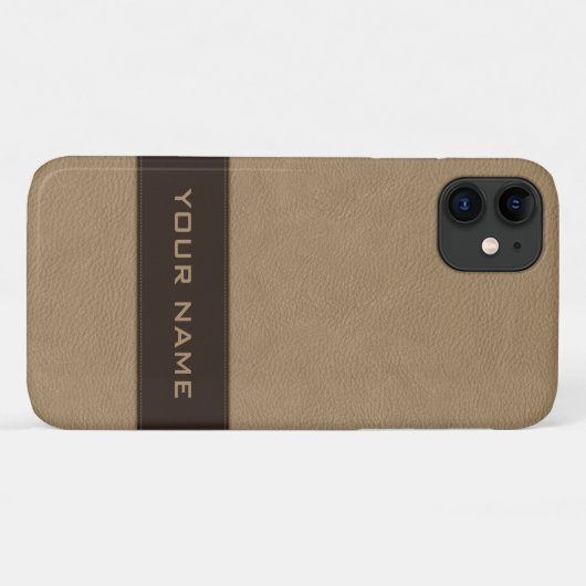 Persoonlijk Faux Beige Leather Case-Mate iPhone Case (Achterkant (horizontaal))