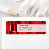 Persoonlijk: Faux Red Satin Fabric Texture Etiket (Insitu)