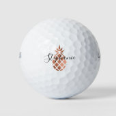 Persoonlijk Faux Roos Gold Foil ananas Golfballen (Voorkant)