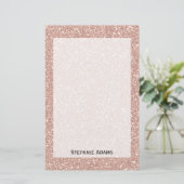 Persoonlijk Faux Roos Gold Glitter Briefpapier (Staand voorkant)
