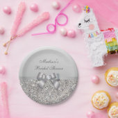 Persoonlijk Faux Silver Sequins Bow-Vrijgezellenfe Papieren Bordje (Feest)