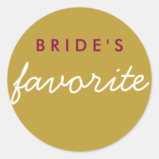 Persoonlijk favoriete magenta Gold van de Bride Ronde Sticker (Voorkant)