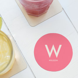 Persoonlijk feest met roze monogram ronde kartonnen onderzetter