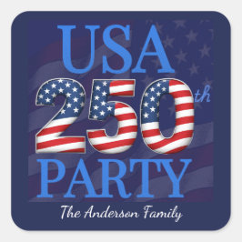 Persoonlijk feest ter ere van 250ste verjaardag va vierkante sticker